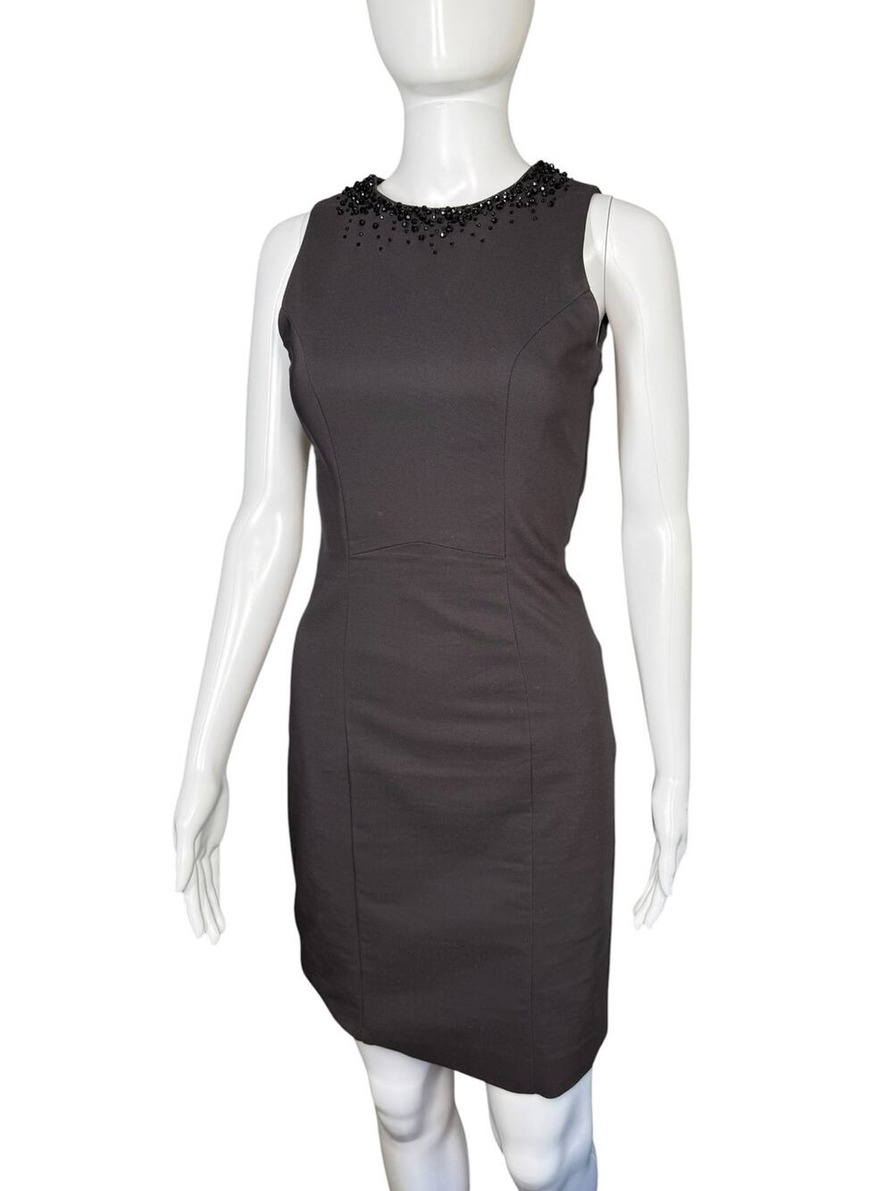 H&M Faded Black Beaded Sleeveless Sheath Cocktail Dress Size 4